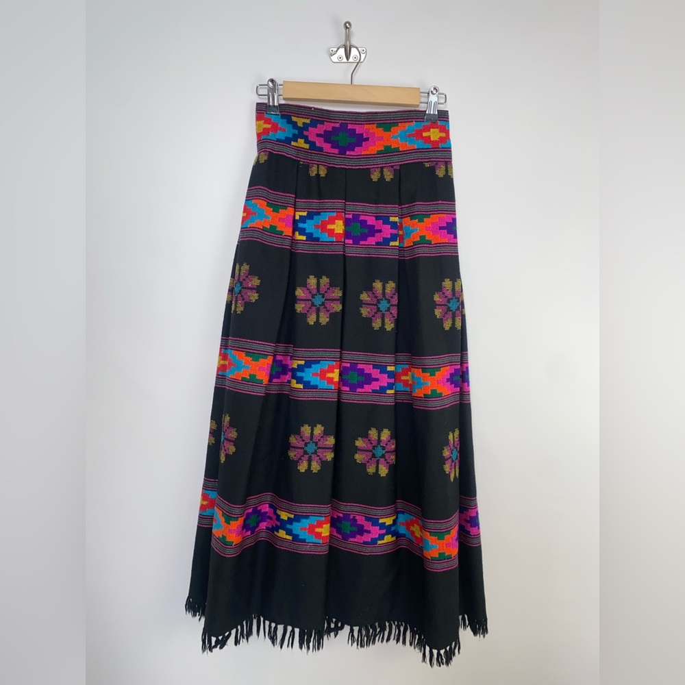 Vintage 1970s Anthony Muto for Saz II Wool Skirt – Boho Folk Artisan Woven - Picture 1 of 15